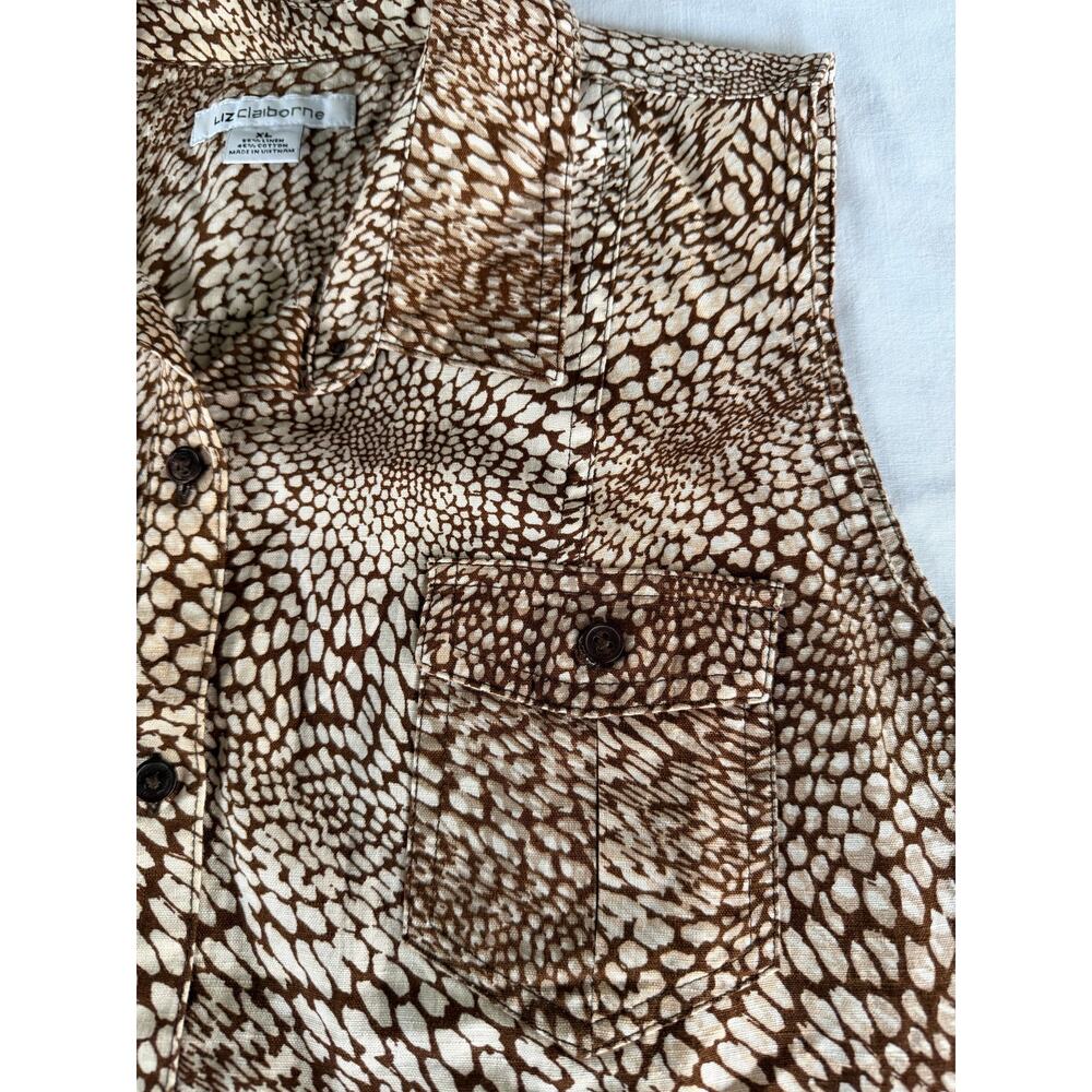 Liz Claiborne Linen/Cotton Sleeveless Shirt XL Earthy Safari - Picture 5 of 11